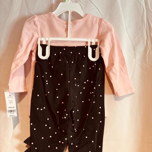 Carter’s Baby Girl 2-Piece Dinosaur Tee & Leggings Set Pink Black 18 Months - Picture 2 of 7